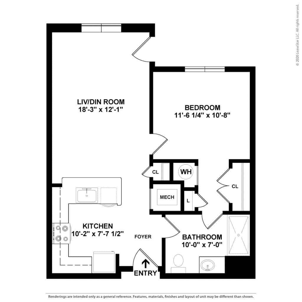 1 Bedroom | 1 Bath | 643 sq. ft. | $ Call For Pricing